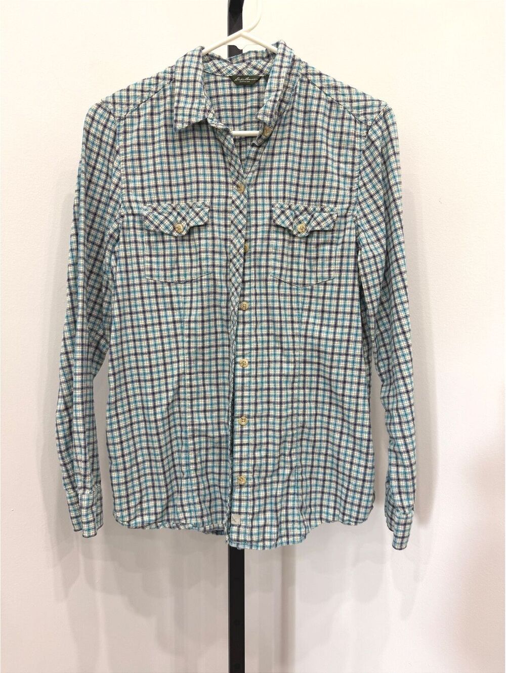 Eddie Bauer Medium Women's Long Sleeve Button-Up Cotton Plaid Shirt